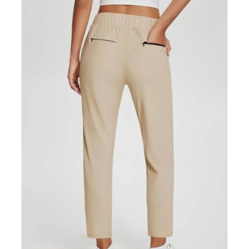 ⏰Nur noch heute 50% Rabatt!🔥Damen High-Waist Stretch-Hose mit sicheren Reißverschluss-Taschen, figurschmeichelnder Cropped-Schnitt für Büro, Sport & Alltag ✨-12