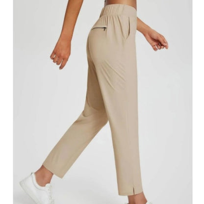 ⏰Nur noch heute 50% Rabatt!🔥Damen High-Waist Stretch-Hose mit sicheren Reißverschluss-Taschen, figurschmeichelnder Cropped-Schnitt für Büro, Sport & Alltag ✨-13