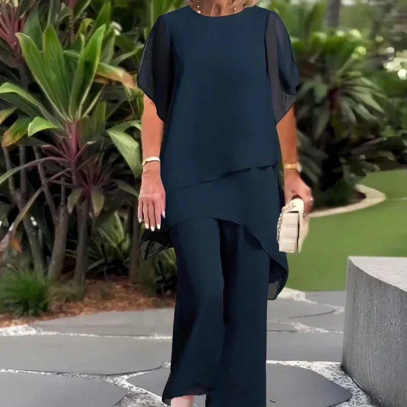 👚 50% RABATT! ✨ Charmantes Set aus Asymmetrischem Oberteil & Weite-Hose – Bequem, Elegant & Perfekt für Den Frühling 🌸-1
