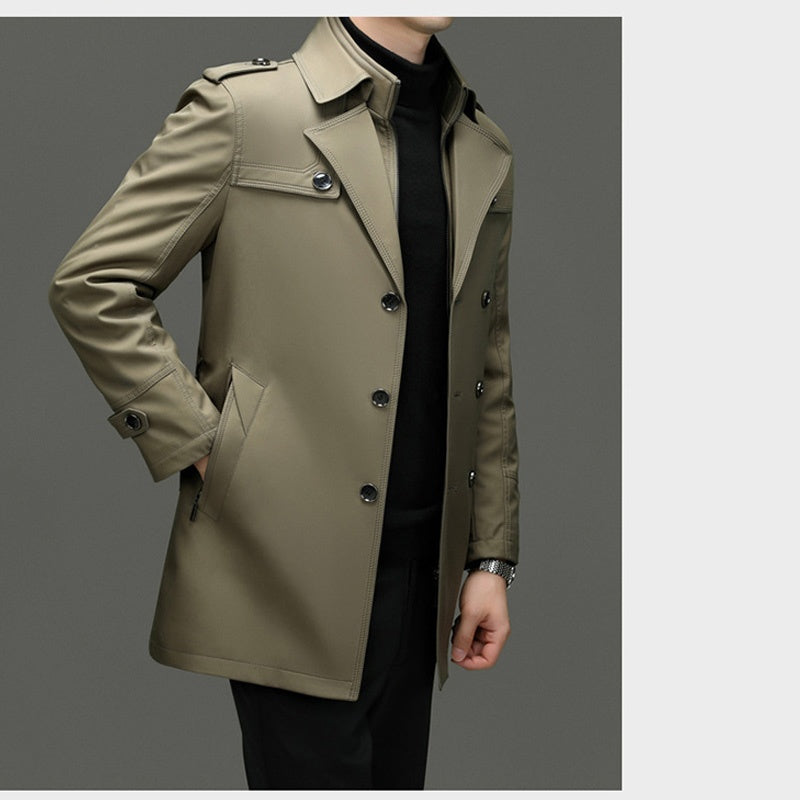 📢📢50%Rabatt!!!🎉✨Mittellanger Trenchcoat für Herren mit herausnehmbarem Innenfutter-1