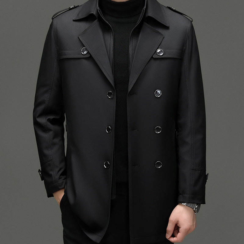 📢📢50%Rabatt!!!🎉✨Mittellanger Trenchcoat für Herren mit herausnehmbarem Innenfutter-2