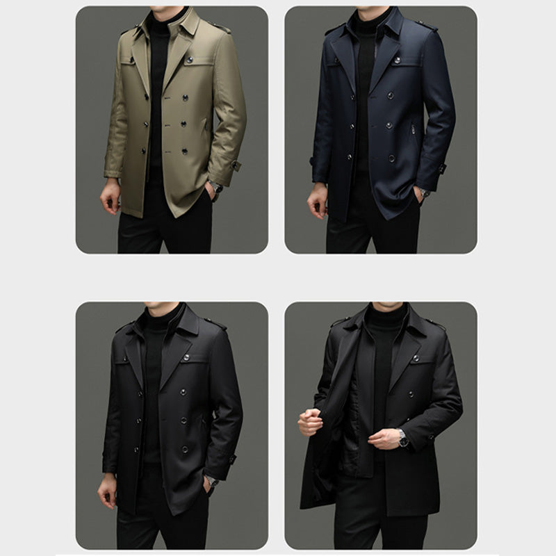📢📢50%Rabatt!!!🎉✨Mittellanger Trenchcoat für Herren mit herausnehmbarem Innenfutter-7