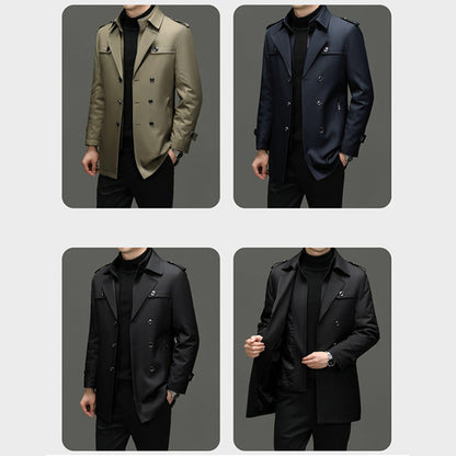 📢📢50%Rabatt!!!🎉✨Mittellanger Trenchcoat für Herren mit herausnehmbarem Innenfutter-7