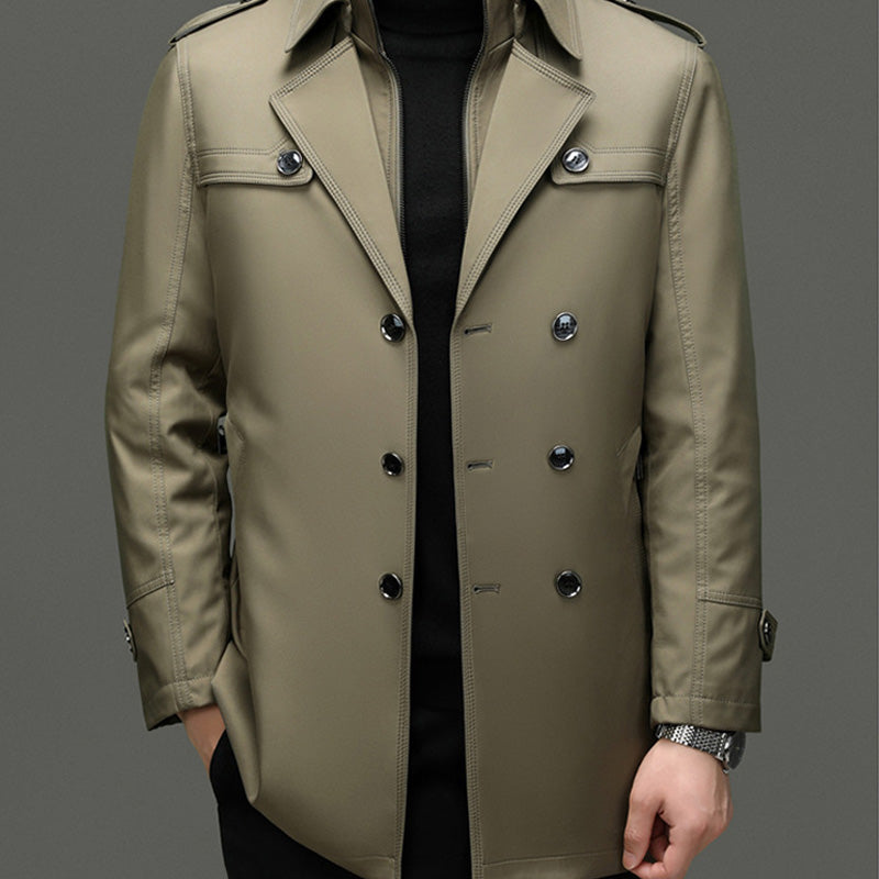 📢📢50%Rabatt!!!🎉✨Mittellanger Trenchcoat für Herren mit herausnehmbarem Innenfutter-5