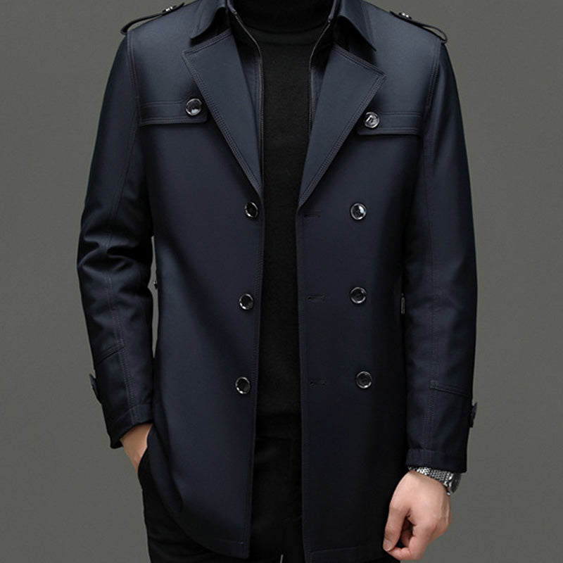 📢📢50%Rabatt!!!🎉✨Mittellanger Trenchcoat für Herren mit herausnehmbarem Innenfutter-6