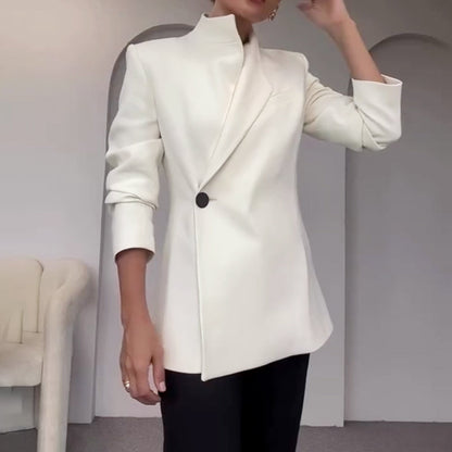 Fashionable Leader One Button Stand Collar Long Sleeve Blazer Jacket