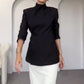 Fashionable Leader One Button Stand Collar Long Sleeve Blazer Jacket-3
