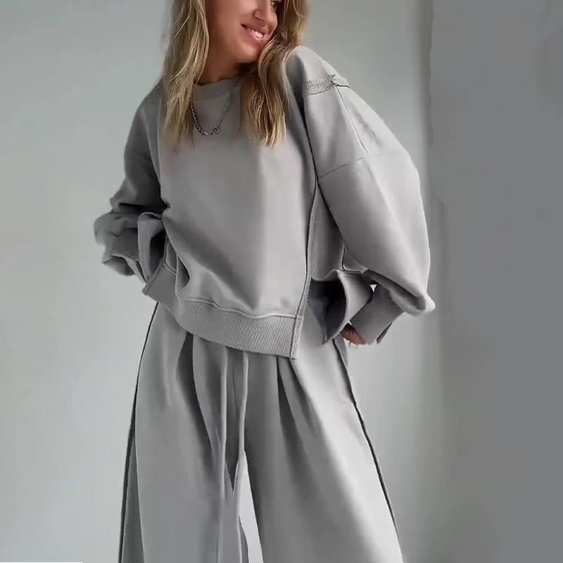 Women’s Casual Set - Spliced Top & Drawstring Pants-2