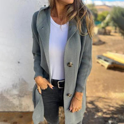 💕Herbst Heißer Verkauf Alle-Spiel frauen Taste Kapuze Strickjacke-6