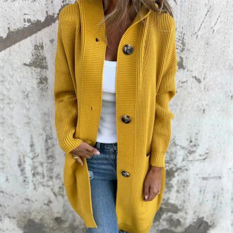 💕Herbst Heißer Verkauf Alle-Spiel frauen Taste Kapuze Strickjacke-9