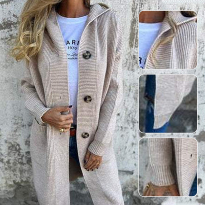 💕Herbst Heißer Verkauf Alle-Spiel frauen Taste Kapuze Strickjacke-10