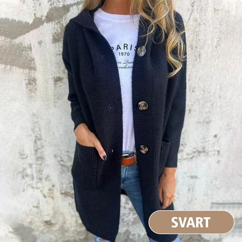 💕Herbst Heißer Verkauf Alle-Spiel frauen Taste Kapuze Strickjacke-3