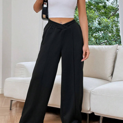 Lässige, lange Damenhose mit weitem Bein-10