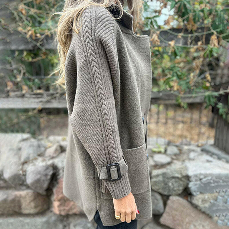 ❄️🍂 Neuer mittellanger Damenmantel mit doppelreihigem Reverskragen, gefertigt aus doppelseitigem Tweed.-5