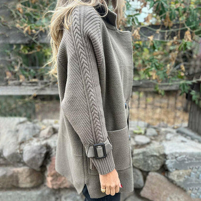 ❄️🍂 Neuer mittellanger Damenmantel mit doppelreihigem Reverskragen, gefertigt aus doppelseitigem Tweed.-5
