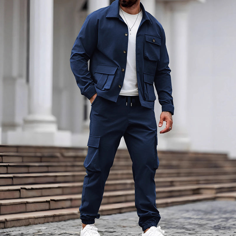 💥Herren Vintage Multi-Pocket Zweiteiler Anzug (Jacke und Overall)