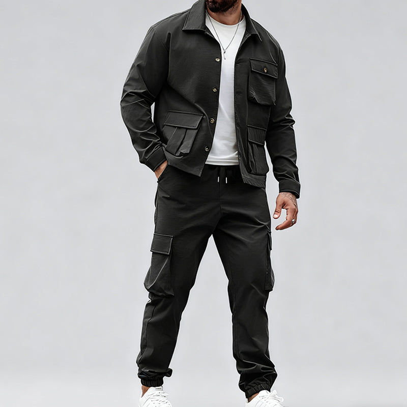 💥Herren Vintage Multi-Pocket Zweiteiler Anzug (Jacke und Overall)-1