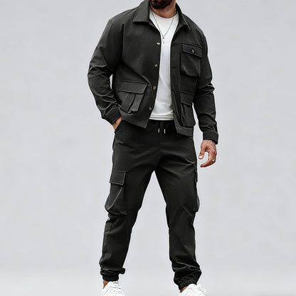 💥Herren Vintage Multi-Pocket Zweiteiler Anzug (Jacke und Overall)-1