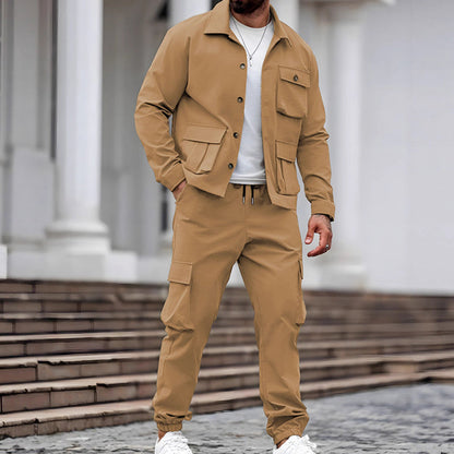 💥Herren Vintage Multi-Pocket Zweiteiler Anzug (Jacke und Overall)-3