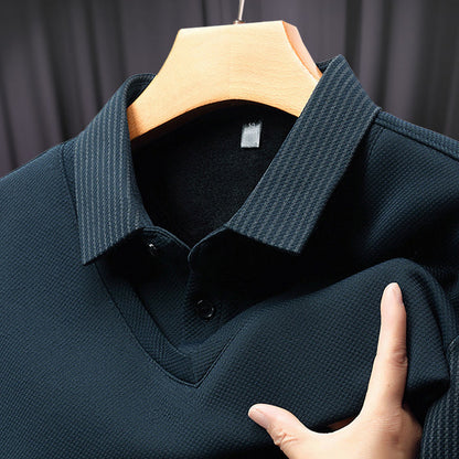 Zweiteiliges Strickhemd mit Reversimitat für Herren Nein-3
