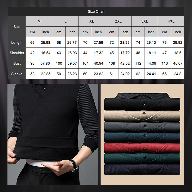 Zweiteiliges Strickhemd mit Reversimitat für Herren Nein-6