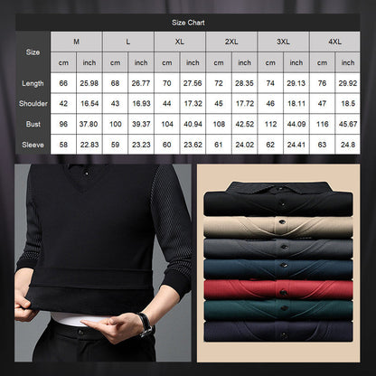 Zweiteiliges Strickhemd mit Reversimitat für Herren Nein-6