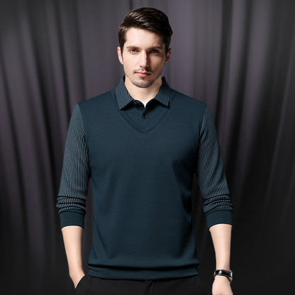 Zweiteiliges Strickhemd mit Reversimitat für Herren Nein-1