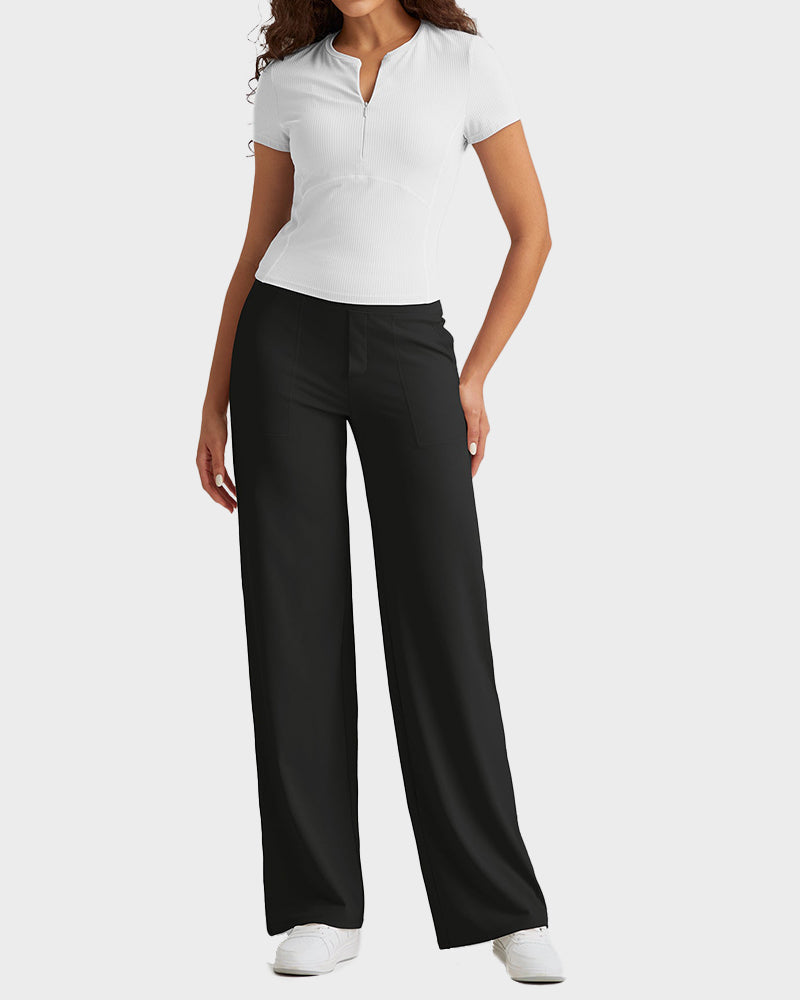 💖LAST-DAY-AKTION – 50 % RABATT 💖 Lässige Yoga-Hose mit weitem Bein für Damen mit hoher Taille und Stretch-2