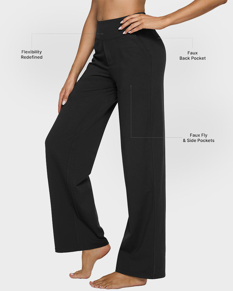 💖LAST-DAY-AKTION – 50 % RABATT 💖 Lässige Yoga-Hose mit weitem Bein für Damen mit hoher Taille und Stretch-27