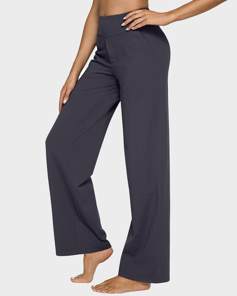 💖LAST-DAY-AKTION – 50 % RABATT 💖 Lässige Yoga-Hose mit weitem Bein für Damen mit hoher Taille und Stretch-34