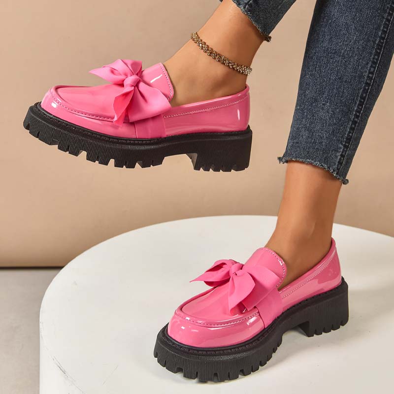 🩷Stilvolle süße Plateau-Loafer mit Schleife-1