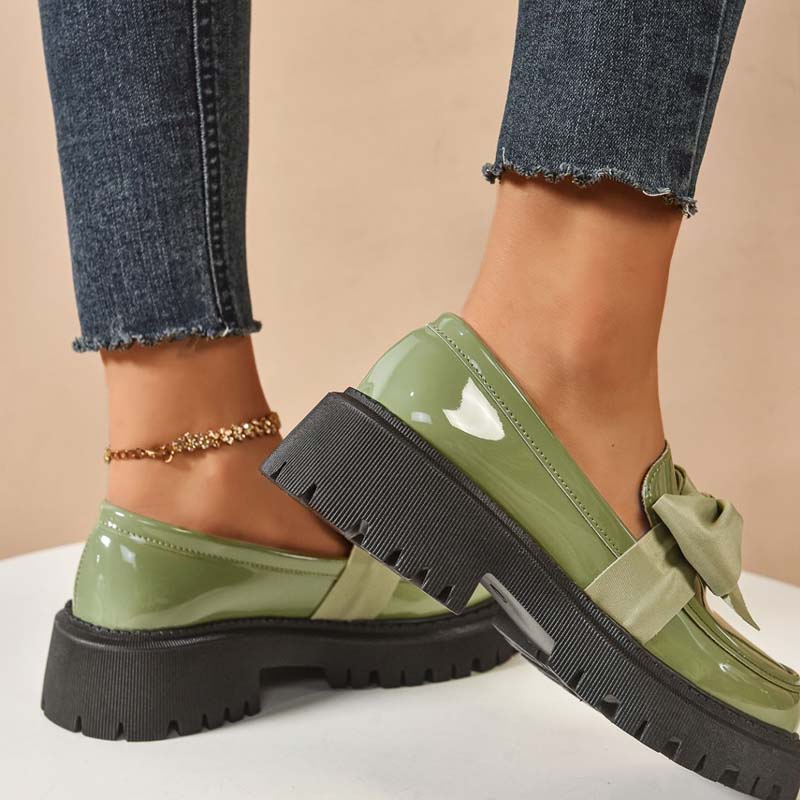 🩷Stilvolle süße Plateau-Loafer mit Schleife-3