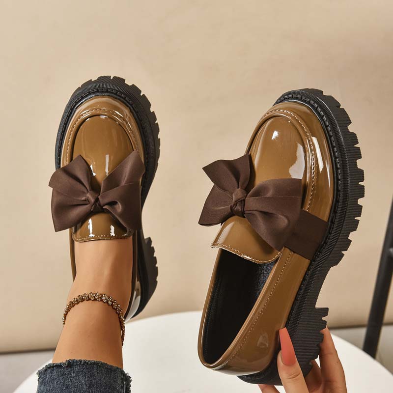 🩷Stilvolle süße Plateau-Loafer mit Schleife-5