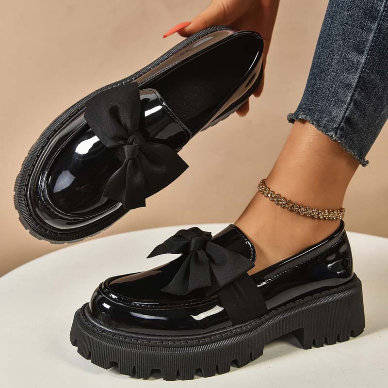 🩷Stilvolle süße Plateau-Loafer mit Schleife-6