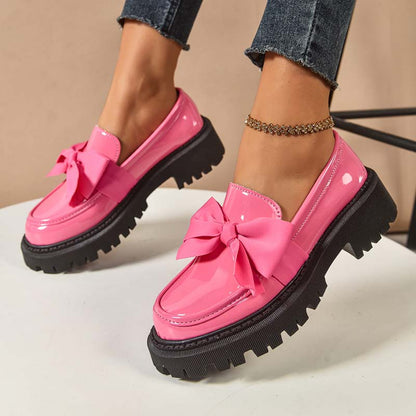 🩷Stilvolle süße Plateau-Loafer mit Schleife-10