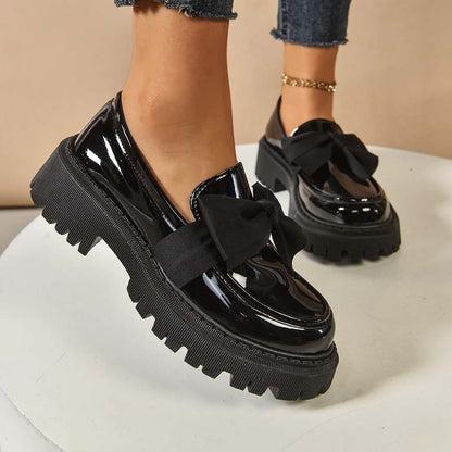 🩷Stilvolle süße Plateau-Loafer mit Schleife-13