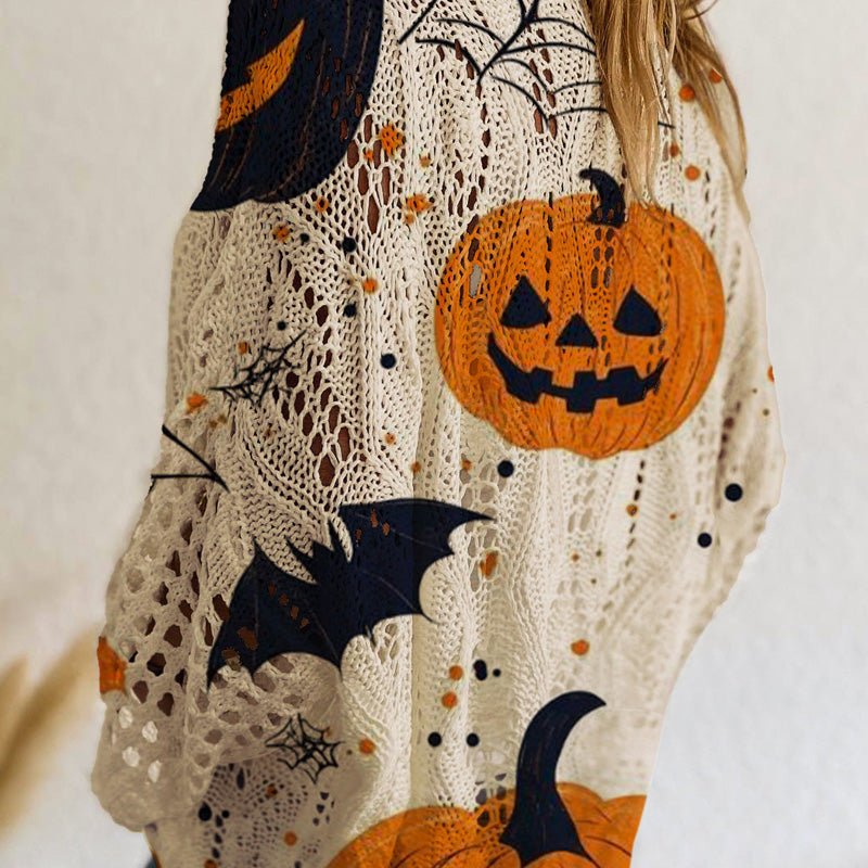 Damen-Halloween-Strickpullover im lockeren Schnitt mit Fledermausärmel-5