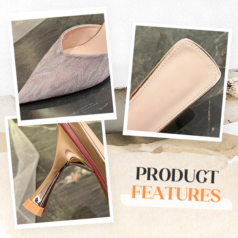 Glittering Pointed-Toe High Heel Sandals-2