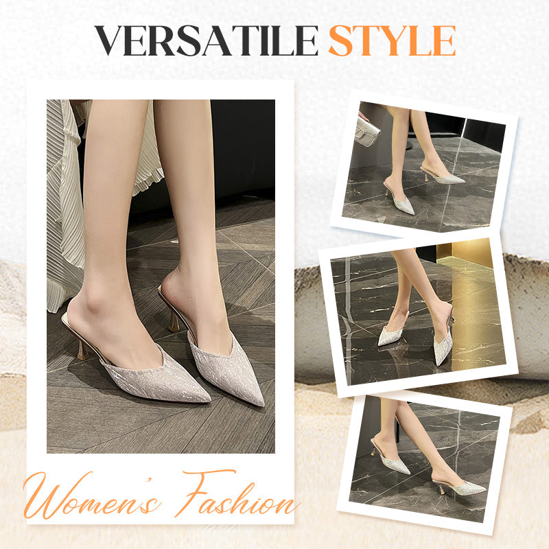 Glittering Pointed-Toe High Heel Sandals-6