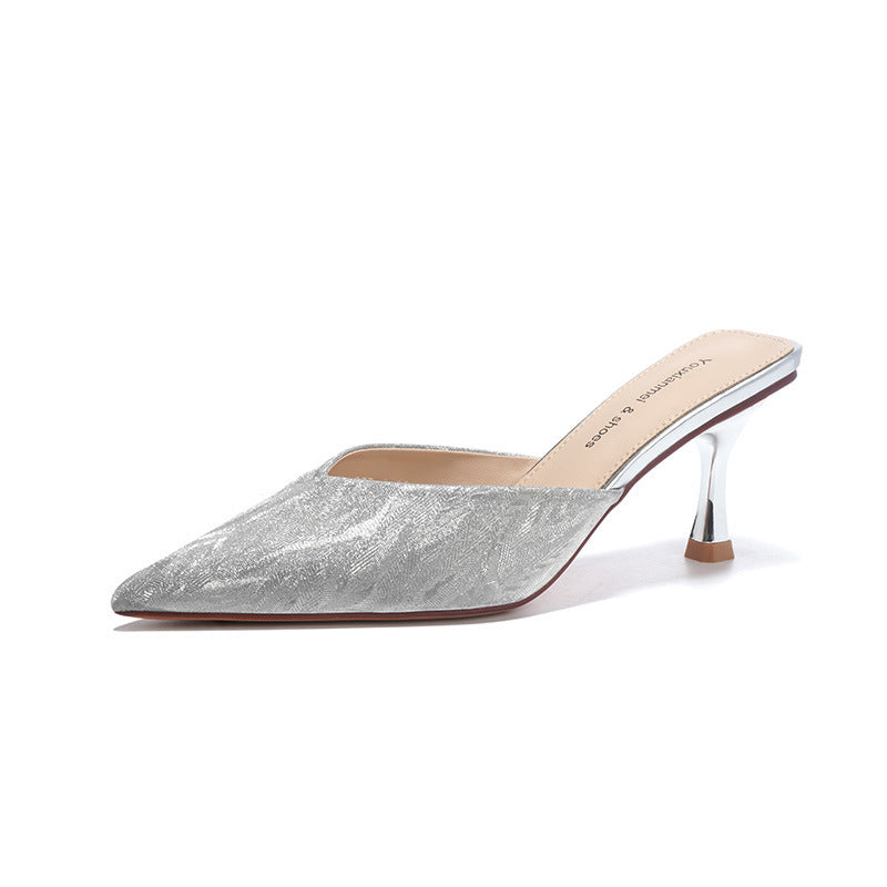 Glittering Pointed-Toe High Heel Sandals-9
