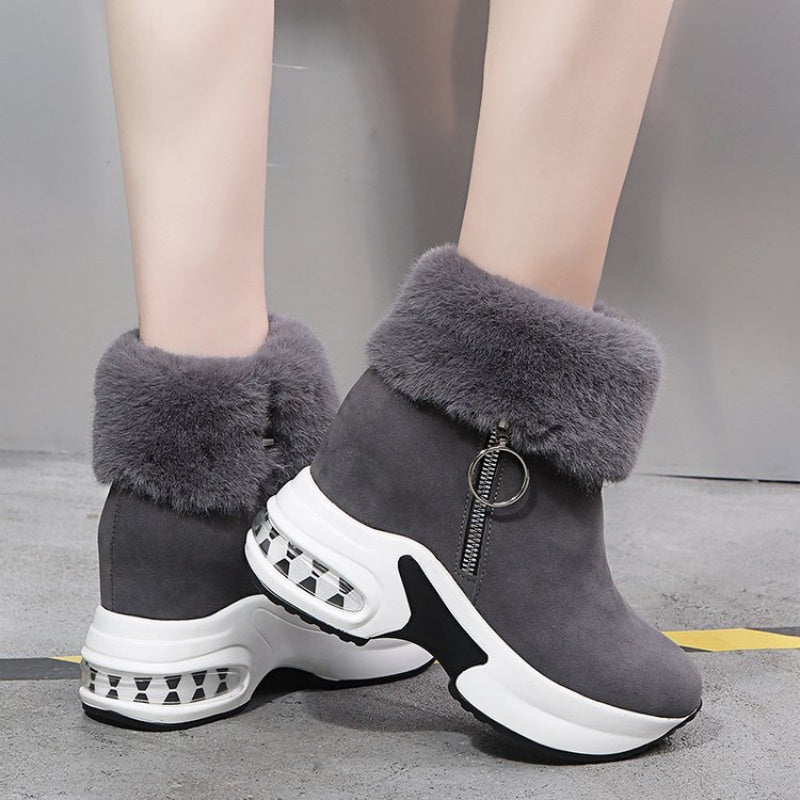 Plüschige, warme, höhenverstärkende Stiefeletten für Damen, ein Must-have für Herbst und Winter, modische, bequeme und vielseitige Schuhe🥰-9