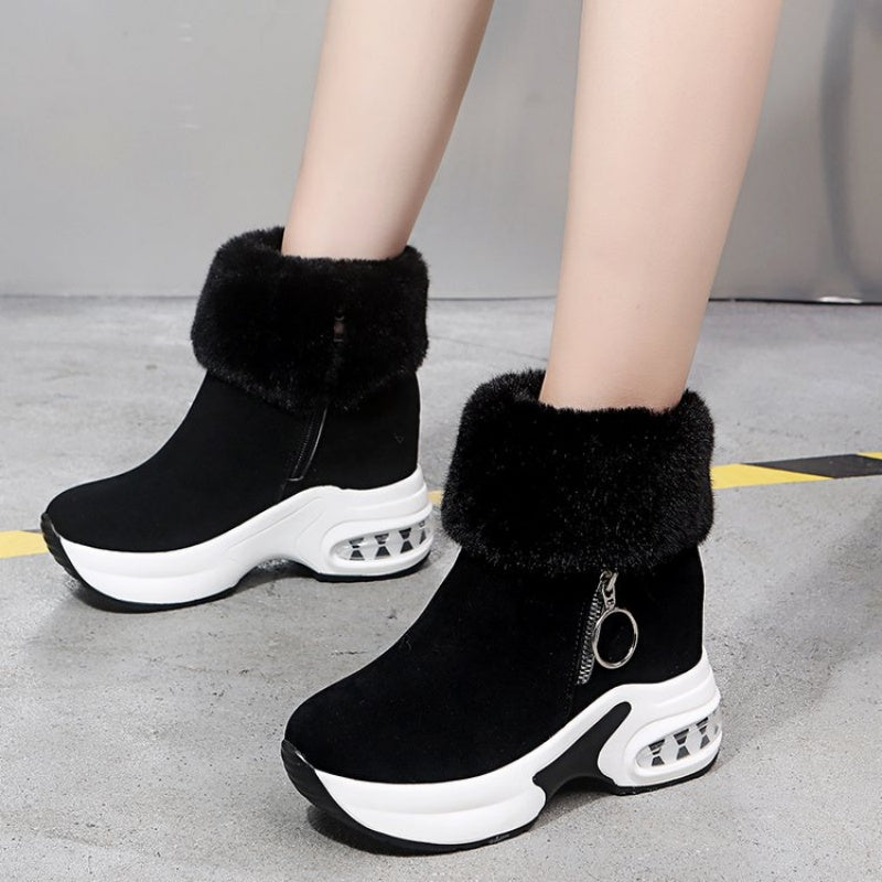 Plüschige, warme, höhenverstärkende Stiefeletten für Damen, ein Must-have für Herbst und Winter, modische, bequeme und vielseitige Schuhe🥰-4