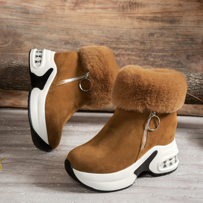 Plüschige, warme, höhenverstärkende Stiefeletten für Damen, ein Must-have für Herbst und Winter, modische, bequeme und vielseitige Schuhe🥰-2