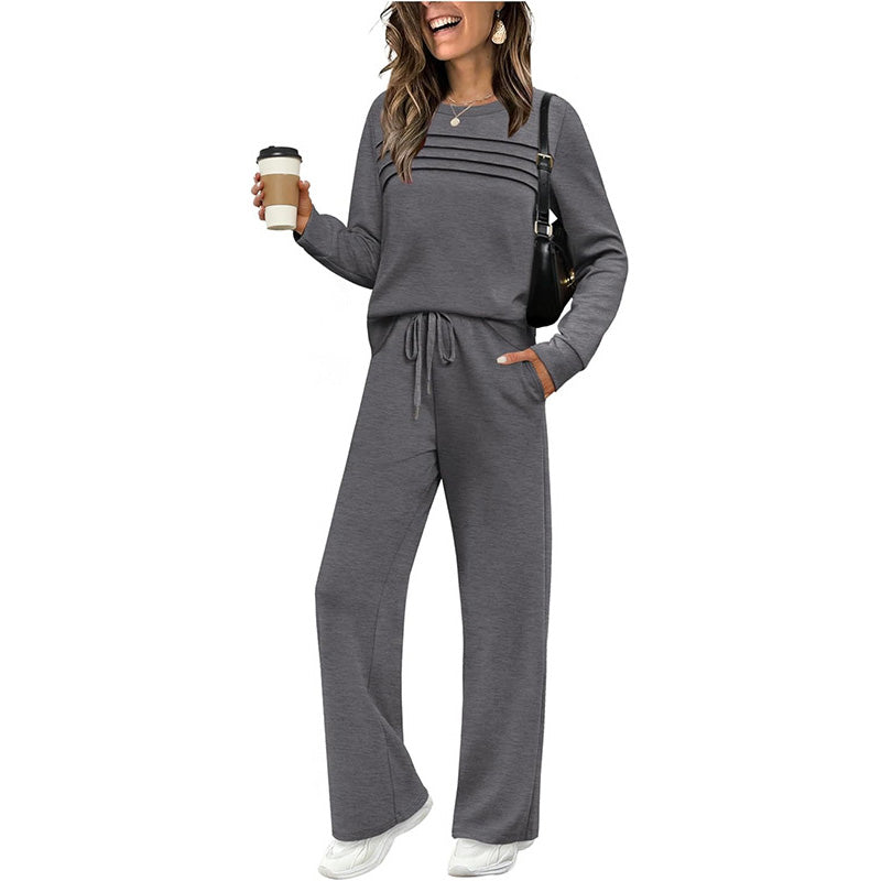 🎉Hot Sale 50% OFF🥳Women's Crew Neck Top & Drawstring Pants Set-2