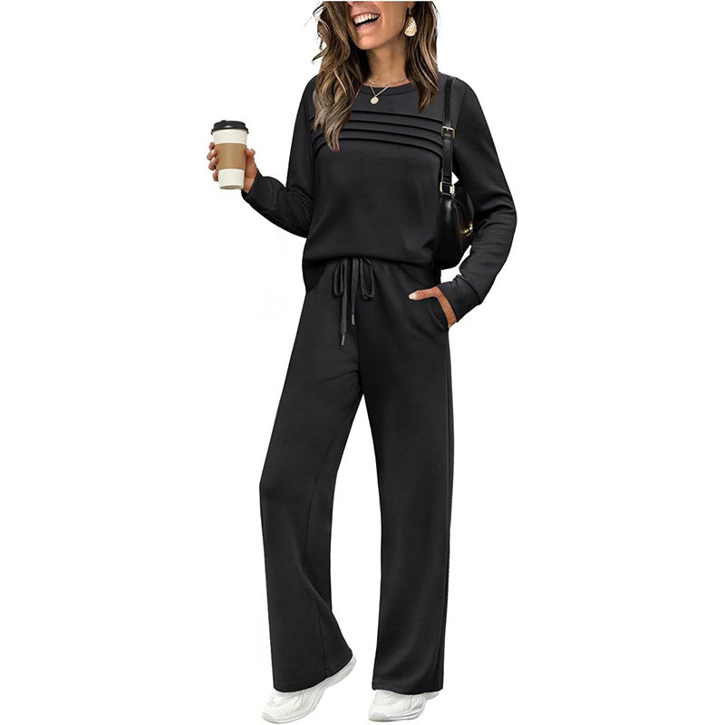 🎉Hot Sale 50% OFF🥳Women's Crew Neck Top & Drawstring Pants Set-5