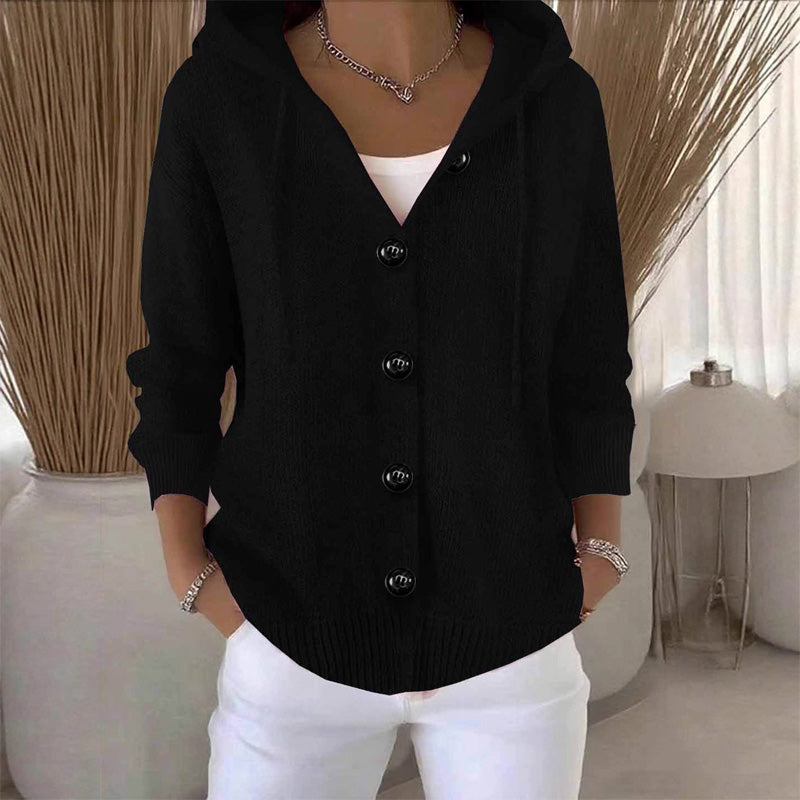 💕Einfarbige, langärmelige, kurze Strickjacke mit Kapuze für Damen, ein Must-Have für den Herbst-2