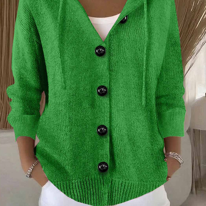 💕Einfarbige, langärmelige, kurze Strickjacke mit Kapuze für Damen, ein Must-Have für den Herbst-5