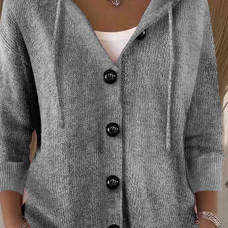 💕Einfarbige, langärmelige, kurze Strickjacke mit Kapuze für Damen, ein Must-Have für den Herbst-4