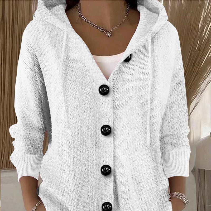 💕Einfarbige, langärmelige, kurze Strickjacke mit Kapuze für Damen, ein Must-Have für den Herbst-3
