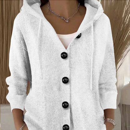 💕Einfarbige, langärmelige, kurze Strickjacke mit Kapuze für Damen, ein Must-Have für den Herbst-3
